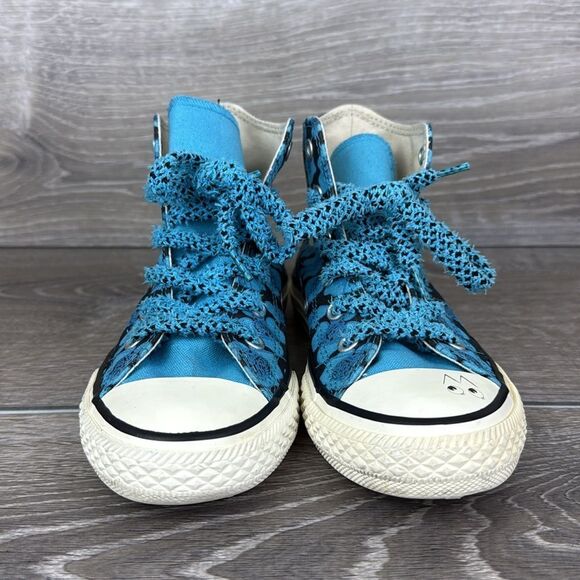 Converse CT All-Star x Dr Woo Little Girl Sz 13 Hi Top Blue Floral Sneakers - Picture 2 of 12